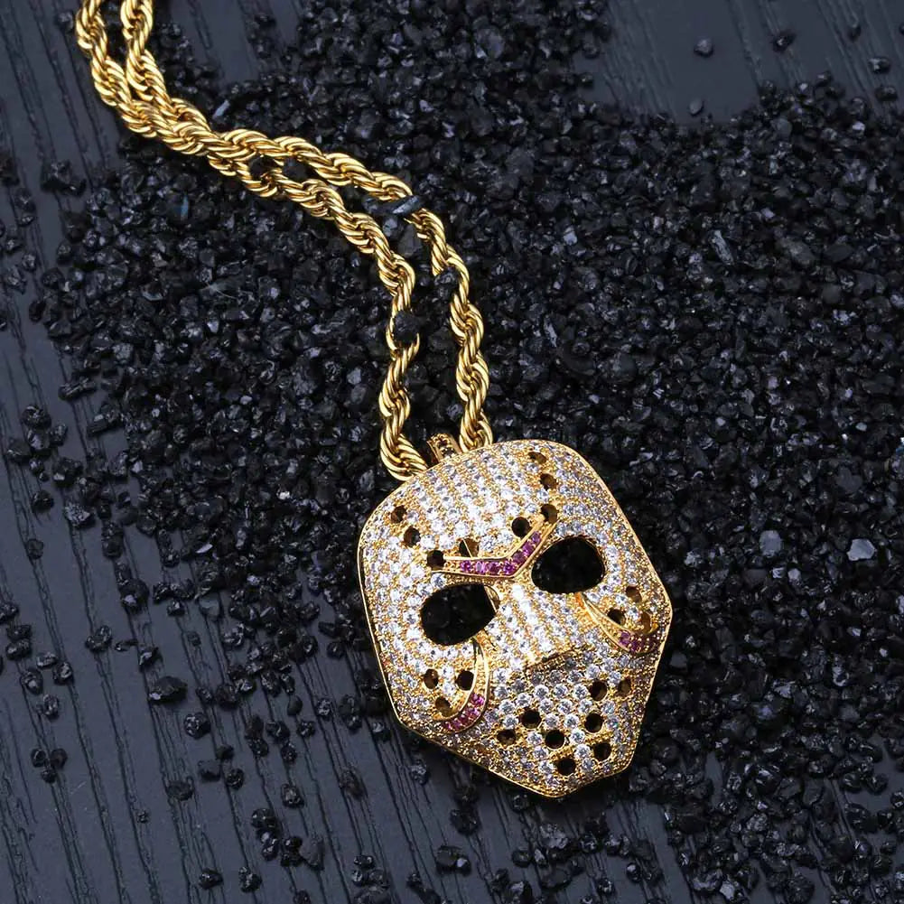 Iced Mask Pendant Necklace